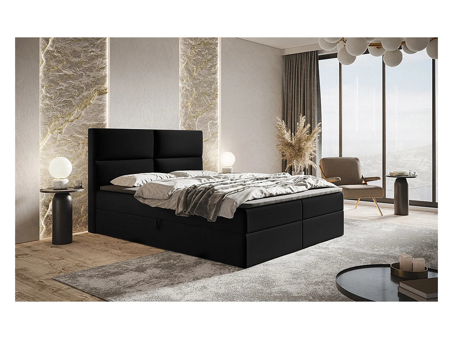 AX LIVING Boxspringbett Bonio III – 120 cm Breite mit Topper JS100