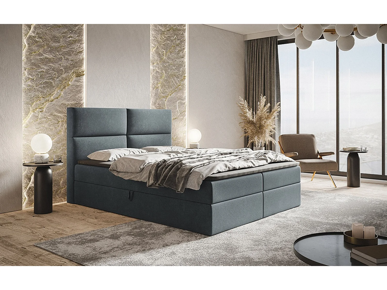 AX LIVING Boxspringbett Bonio III – 160 cm Breite, Schlafkomfort JS96