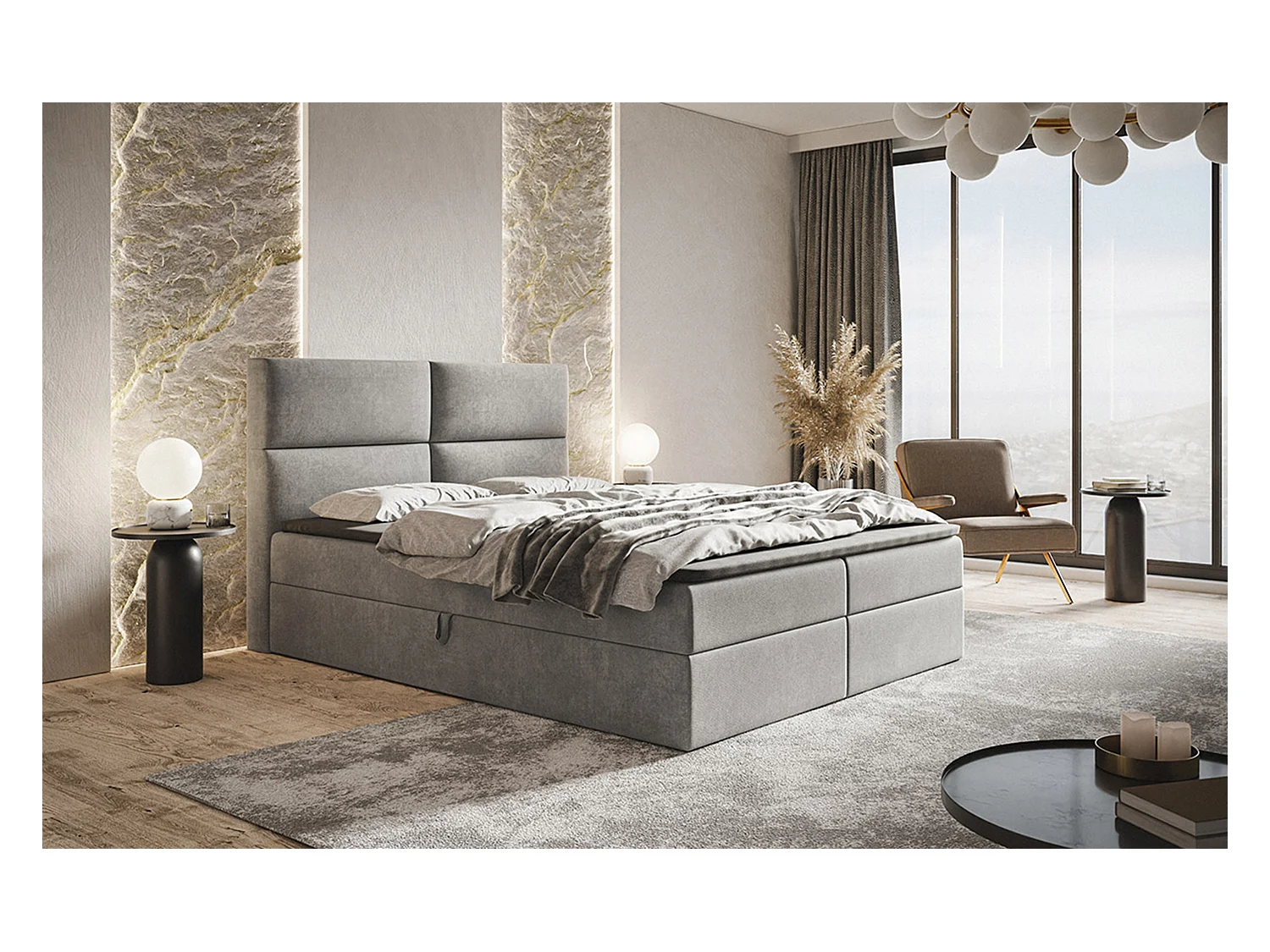 AX LIVING Boxspringbett Bonio III – 160 cm Breite, Schlafkomfort JS90