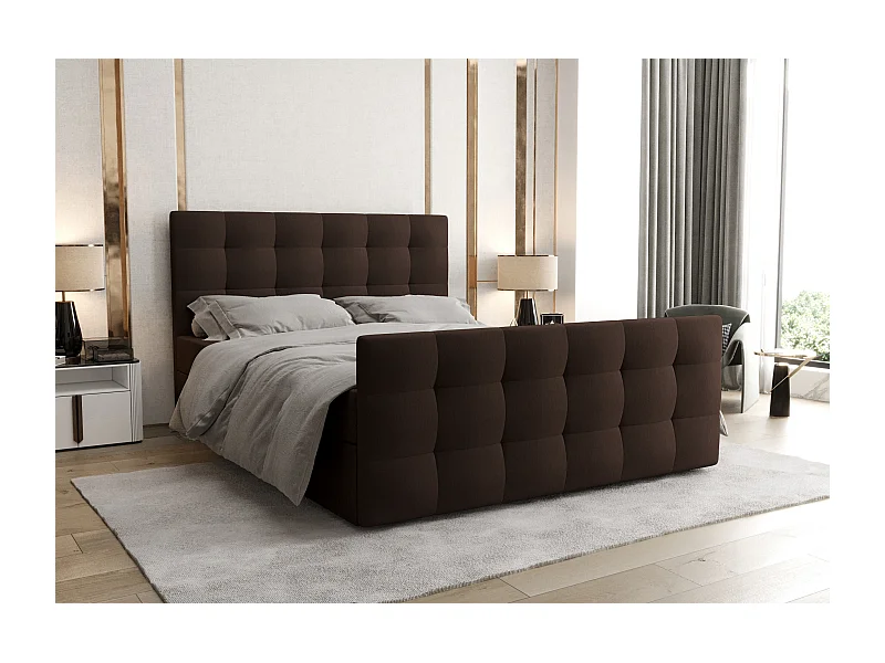 AX LIVING Boxspringbett 140x200 mit Bettkasten Orchido Braun – Komfort