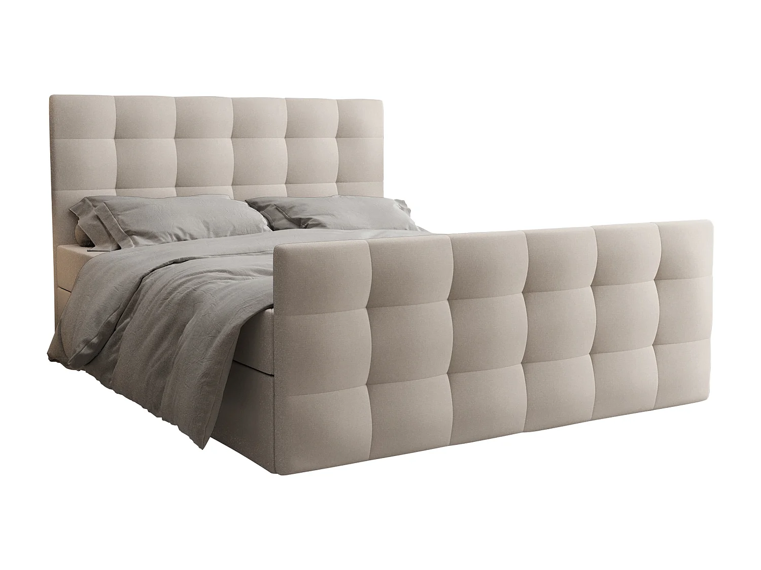 AX LIVING Boxspringbett 140x200 mit Bettkasten Orchido Beige – Luxus