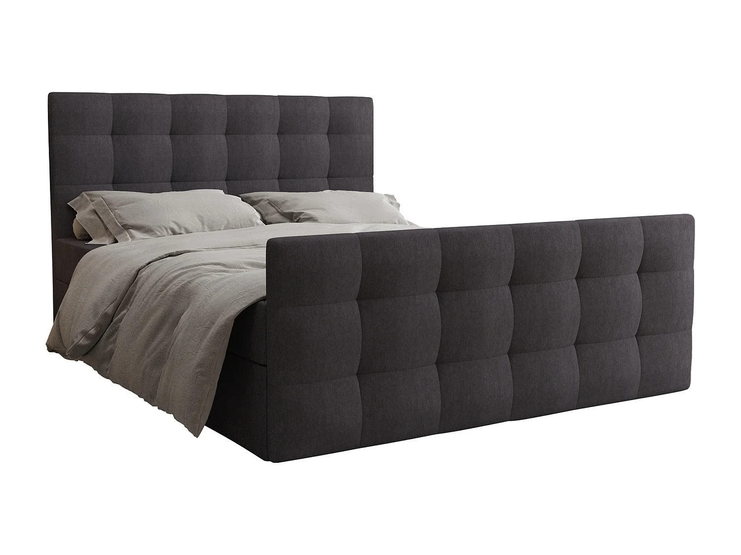 AX LIVING lit boxspring 160x200 avec coffre de rangement Orchido gris – luxe sans surmatelas