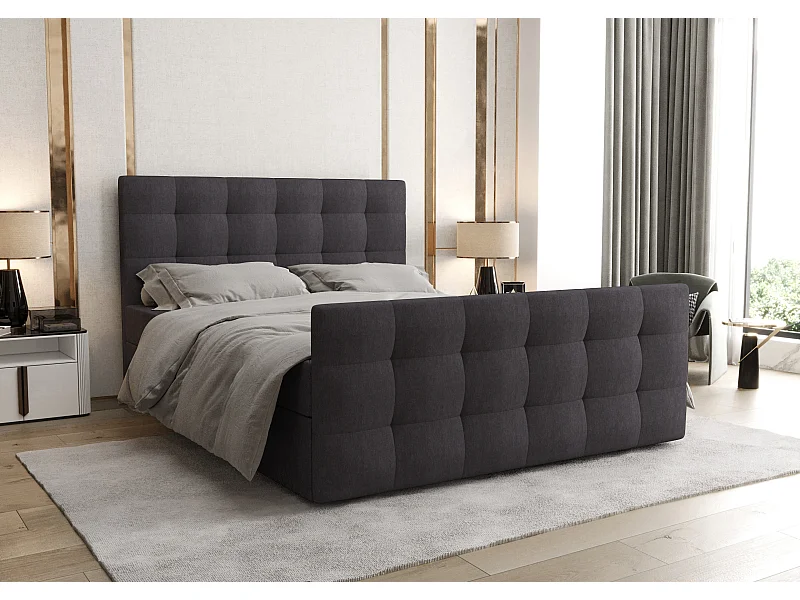 AX LIVING Boxspringbett 160x200 mit Bettkasten Orchido Grau – Luxus