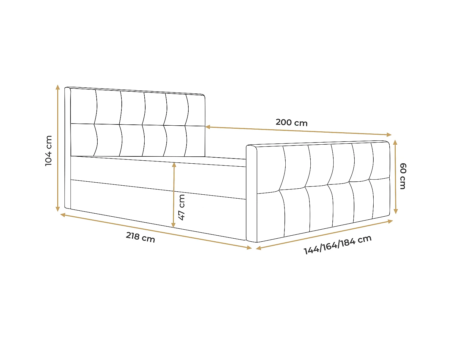 AX LIVING Boxspringbett 140x200 mit Bettkasten Orchido Schwarz – Luxus