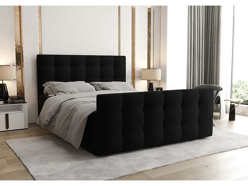 AX LIVING Boxspringbett 160x200 mit Bettkasten Orchido Schwarz – Luxus