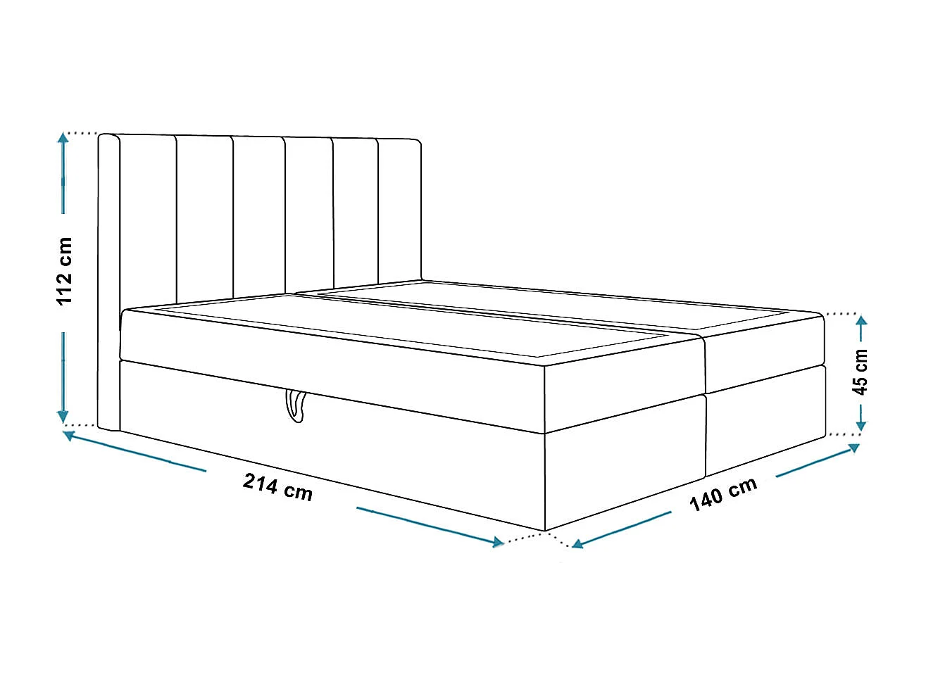 AX LIVING Boxspringbett Bonio I 140cm für höchsten Schlafkomfort KR19