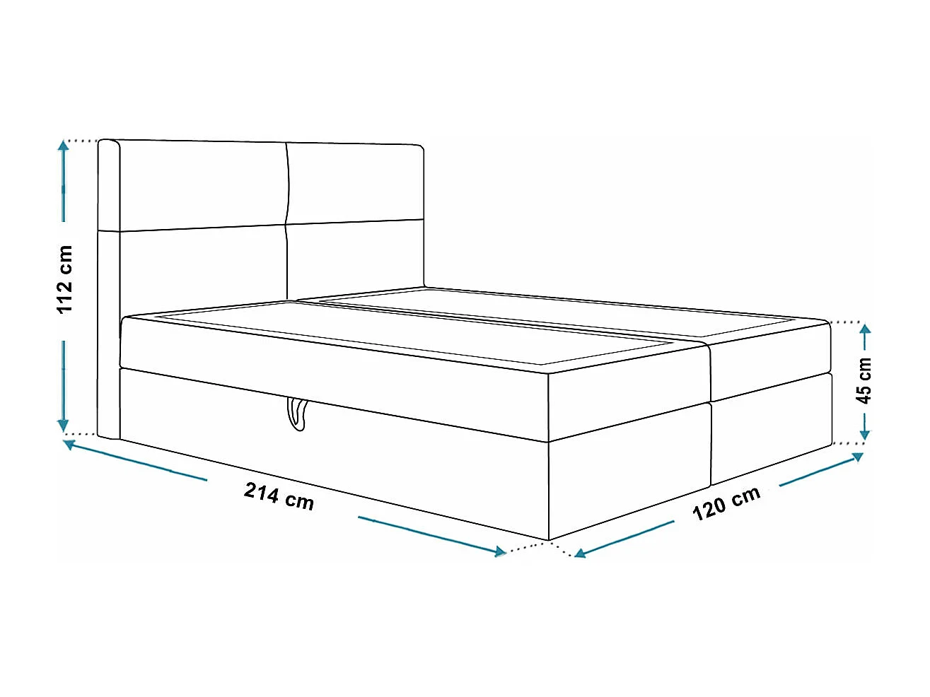 AX LIVING Boxspringbett Bonio III – 120 cm Breite mit Topper KR09