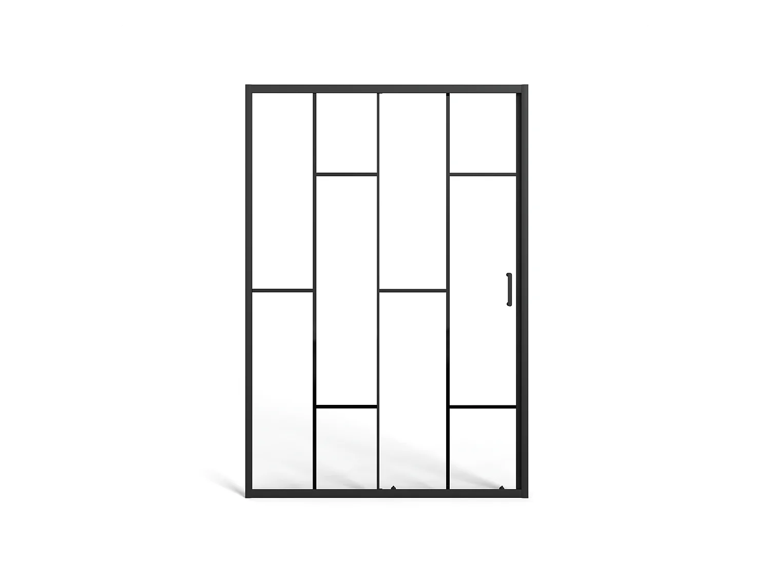 Porte de douche coulissante en métal noir mat style verrière - Verre anti-calcaire - 120 x 195 cm - SONIKRA