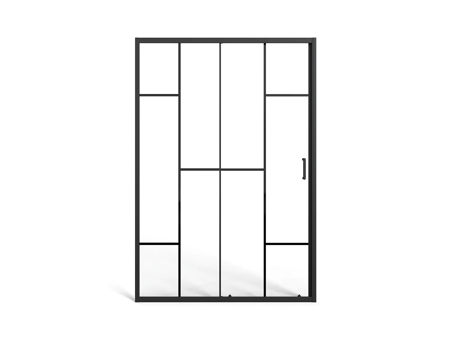 Porte de douche coulissante en métal noir mat style verrière - Verre anti-calcaire - 120 x 195 cm - SONIKRA