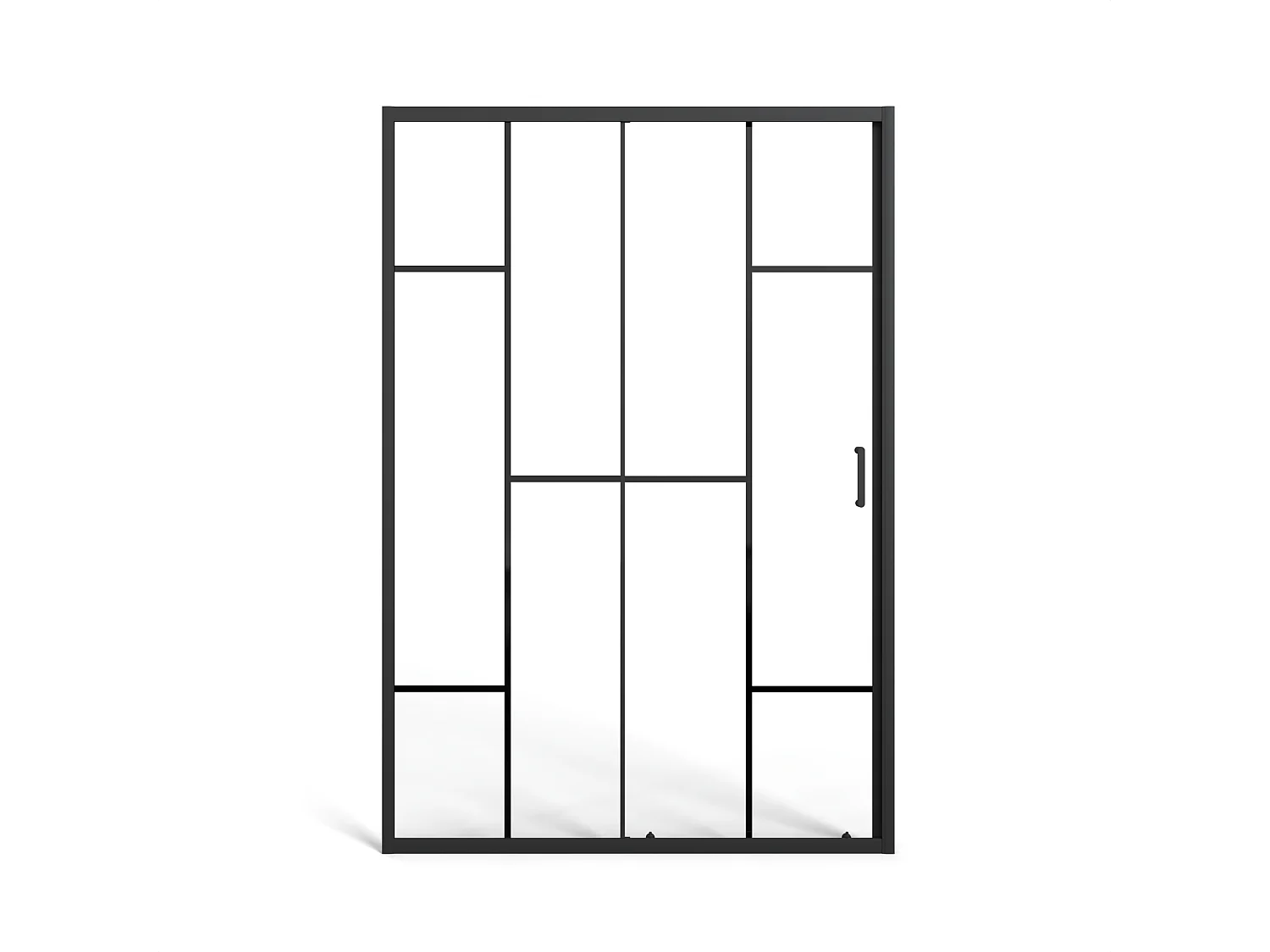 Porta doccia scorrevole in metallo nero opaco stile vetrata - Vetro anticalcare - 120 x 195 cm - SONIKRA