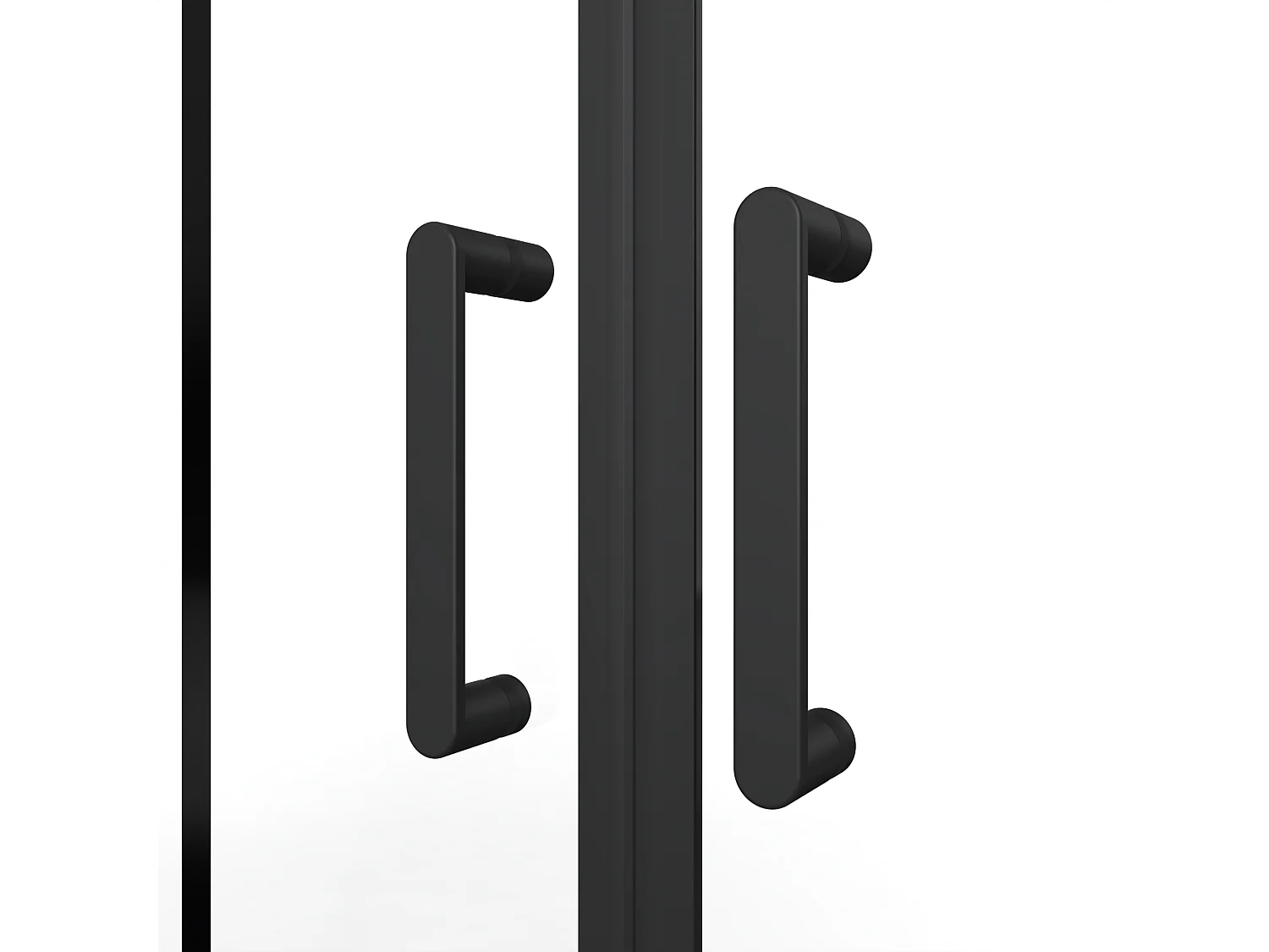 Porte de douche coulissante double en métal noir mat - Verre anti-calcaire - 140 x 195 cm - BAVIODA