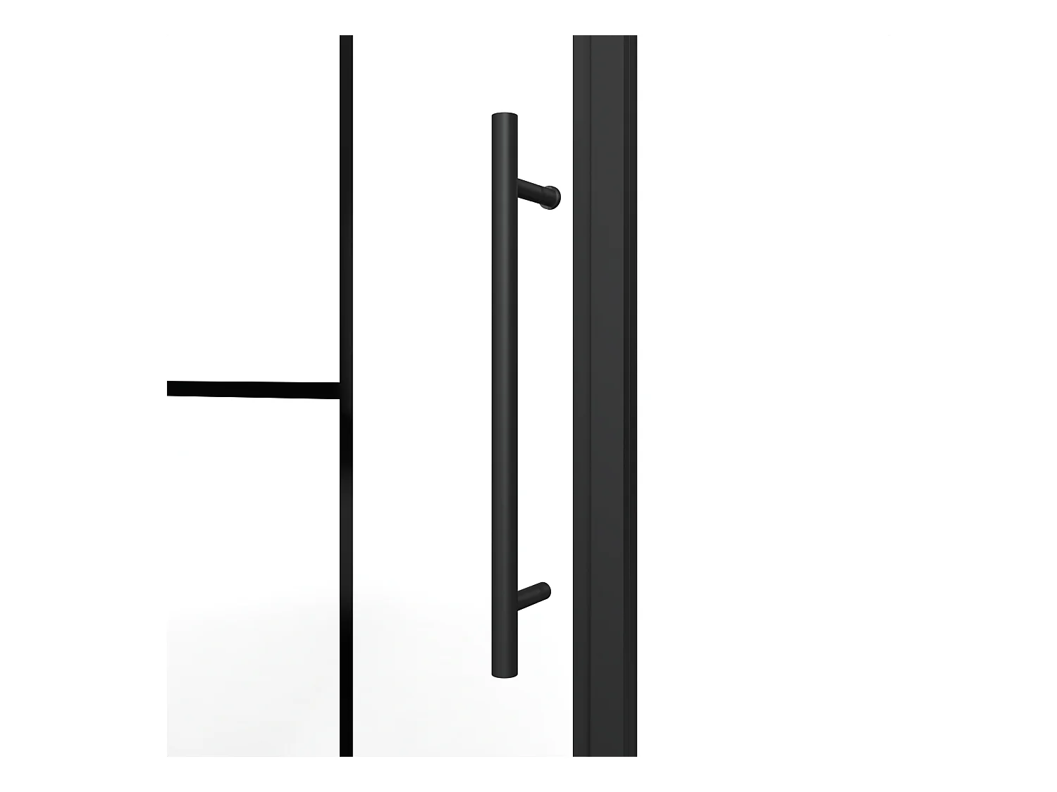 Porte de douche pivotante en métal noir mat au style industriel - Verre anti-calcaire - 80 x 195 cm - FIORENI