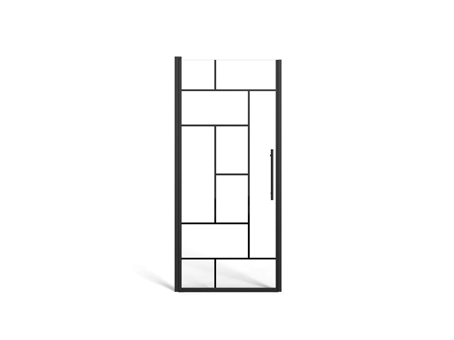 Porte de douche pivotante en métal noir mat au style industriel - Verre anti-calcaire - 80 x 195 cm - FIORENI