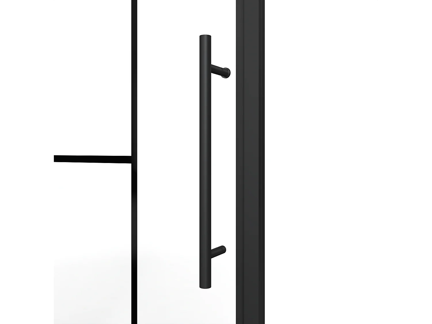 Porte de douche pivotante en métal noir mat au style industriel - Verre anti-calcaire - 80 x 195 cm - FIORENI