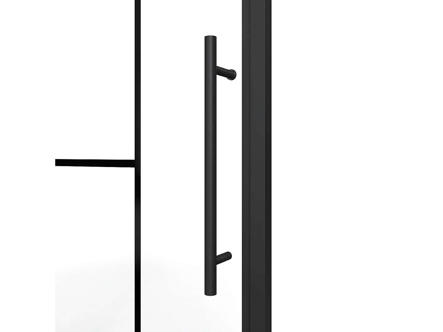 Porte de douche pivotante en métal noir mat au style industriel - Verre anti-calcaire - 80 x 195 cm - FIORENI