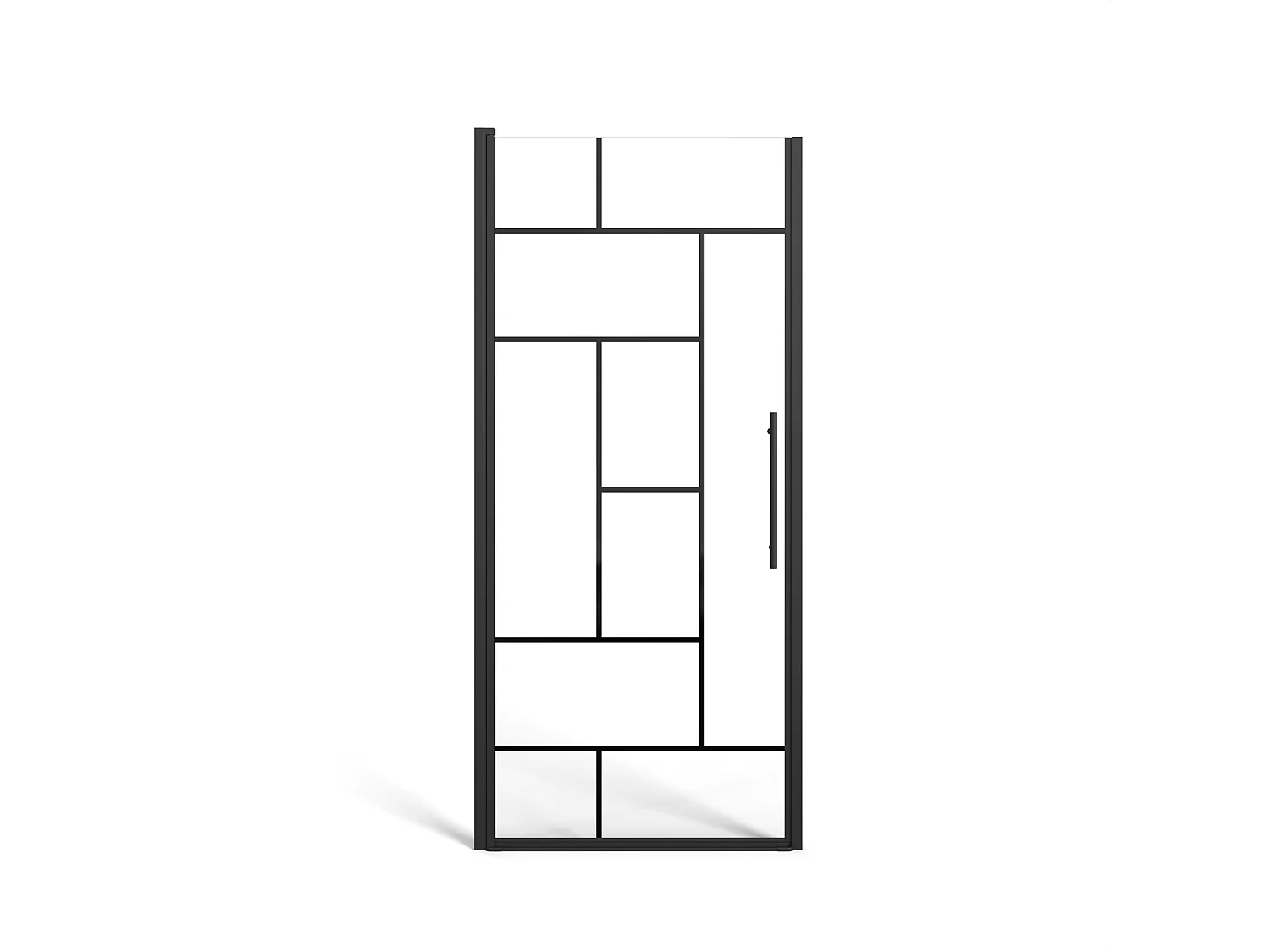 Porte de douche pivotante en métal noir mat au style industriel - Verre anti-calcaire - 80 x 195 cm - FIORENI