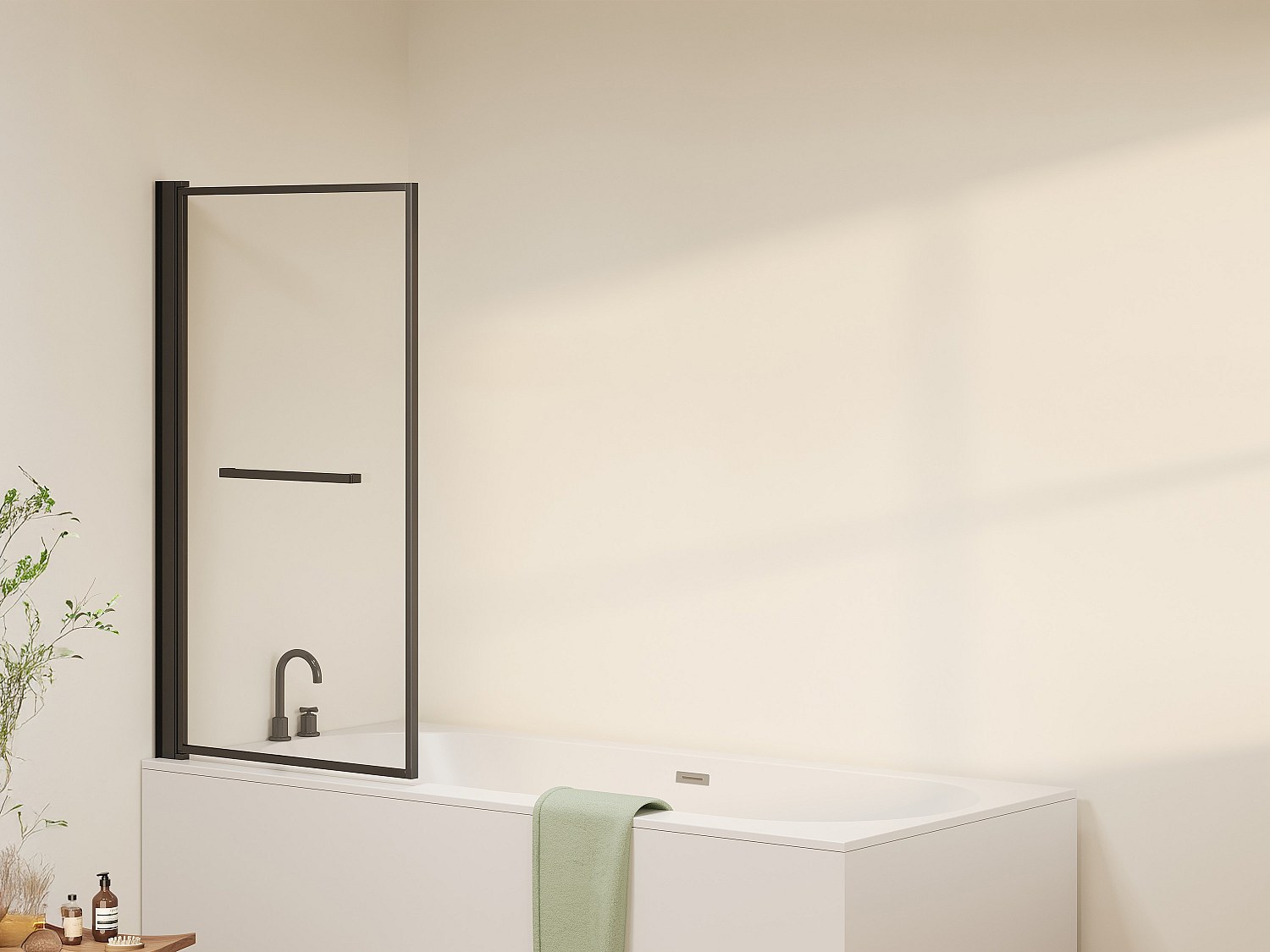 Schwenkbare und hochklappbare Badewannenabtrennung mit Handtuchhalter – Mat günstig online kaufen