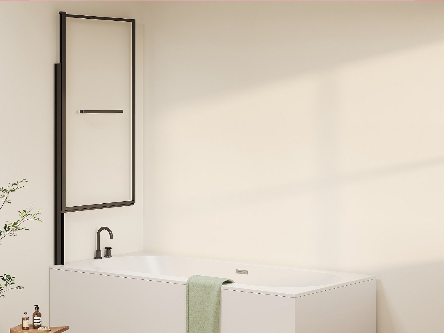 Schwenkbare und hochklappbare Badewannenabtrennung mit Handtuchhalter – Mat günstig online kaufen