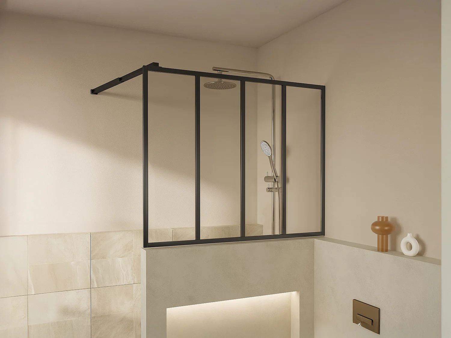 Pare muret au style industriel - Noir mat - 120 x 100 cm - ZONIVRA