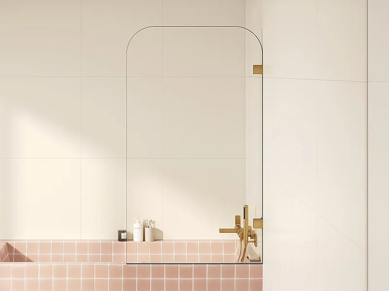 Pare baignoire réversible aux angles arrondis - Doré - 80 x 140 cm - TIMOUR