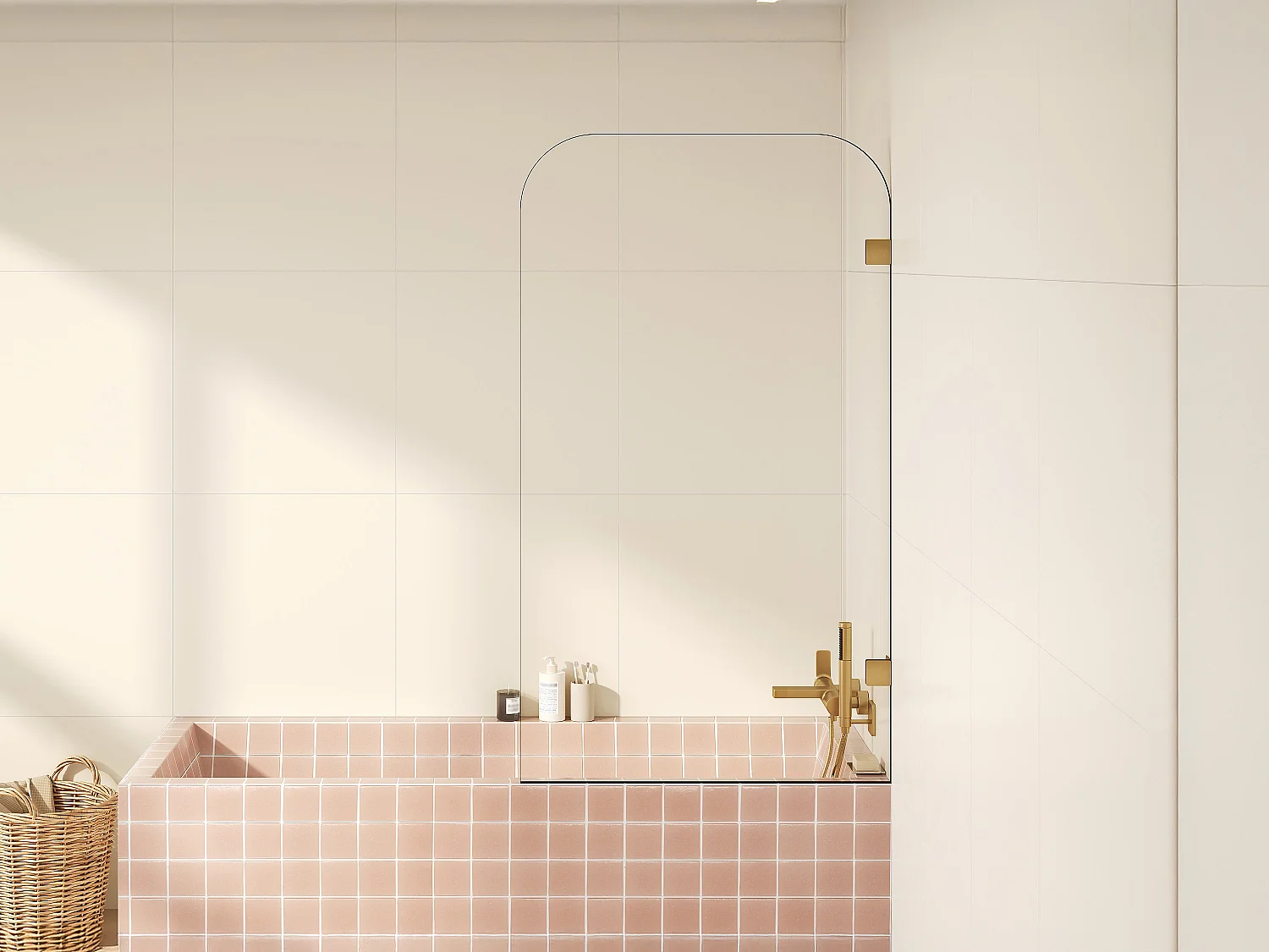 Pare baignoire réversible aux angles arrondis - Doré - 80 x 140 cm - TIMOUR