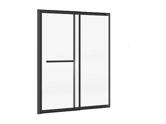 Badewannenaufsatz Schiebetür schwarz matt + Handtuchhalter - 100 x 140 cm - WAIMEA