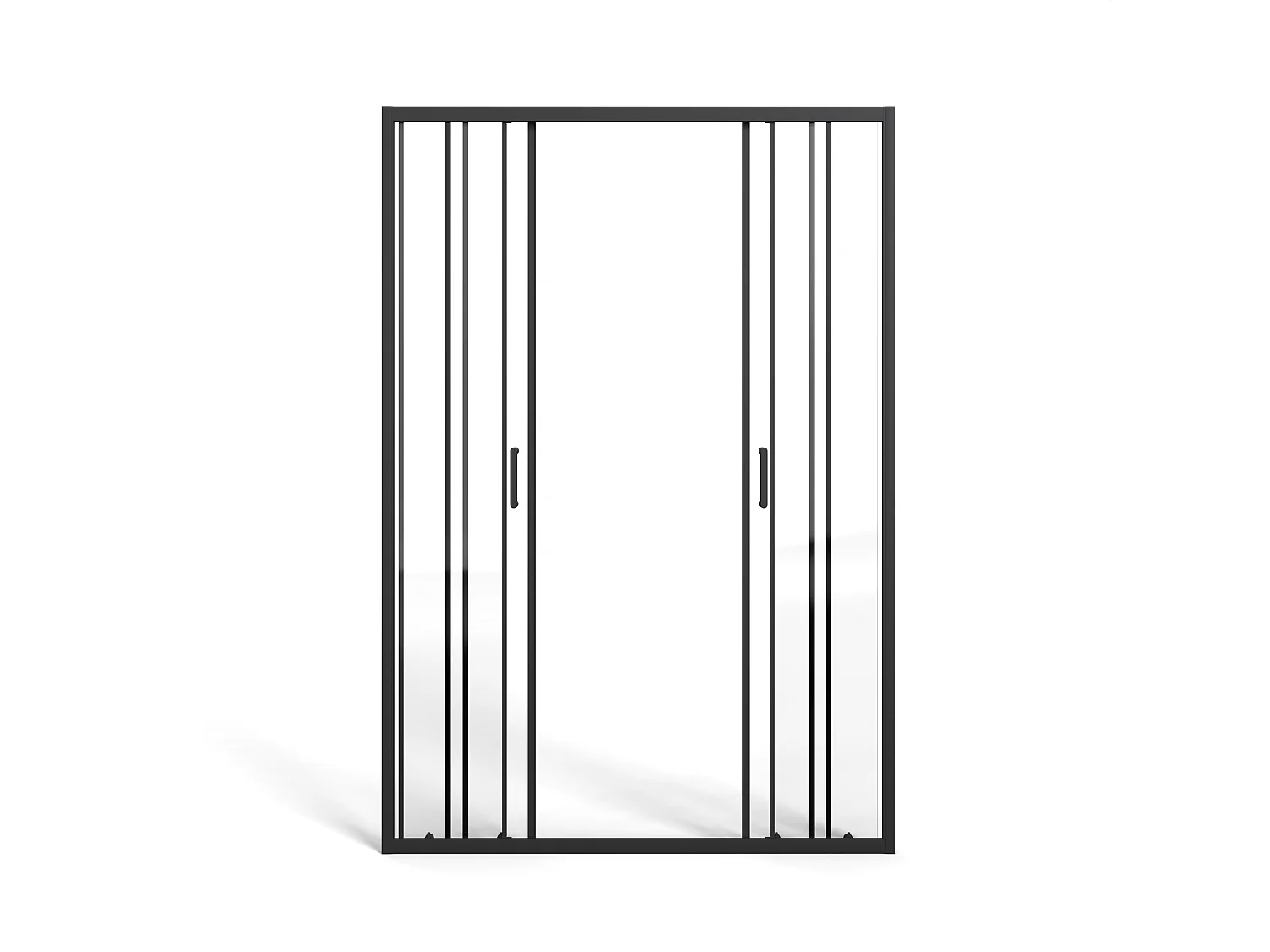 Porte de douche coulissante double en métal noir mat - Verre anti-calcaire - 120 x 195 cm - BAVIODA