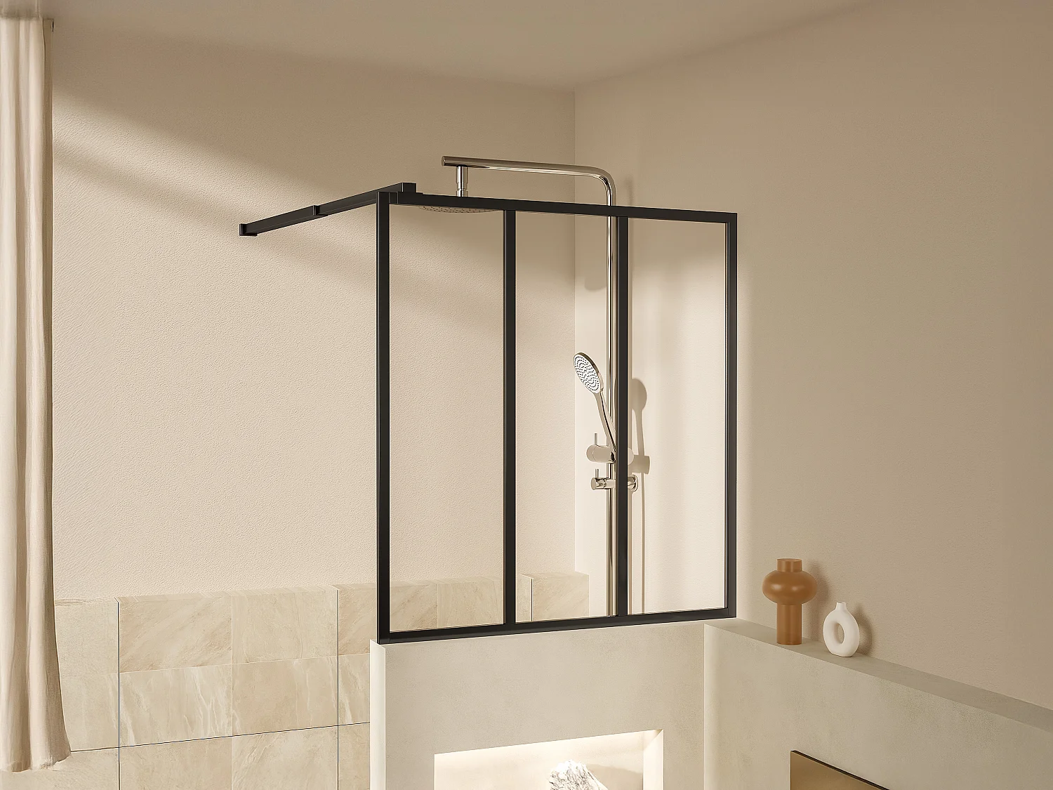 Pare muret au style industriel - Noir mat - 90 x 100 cm - ZONIVRA