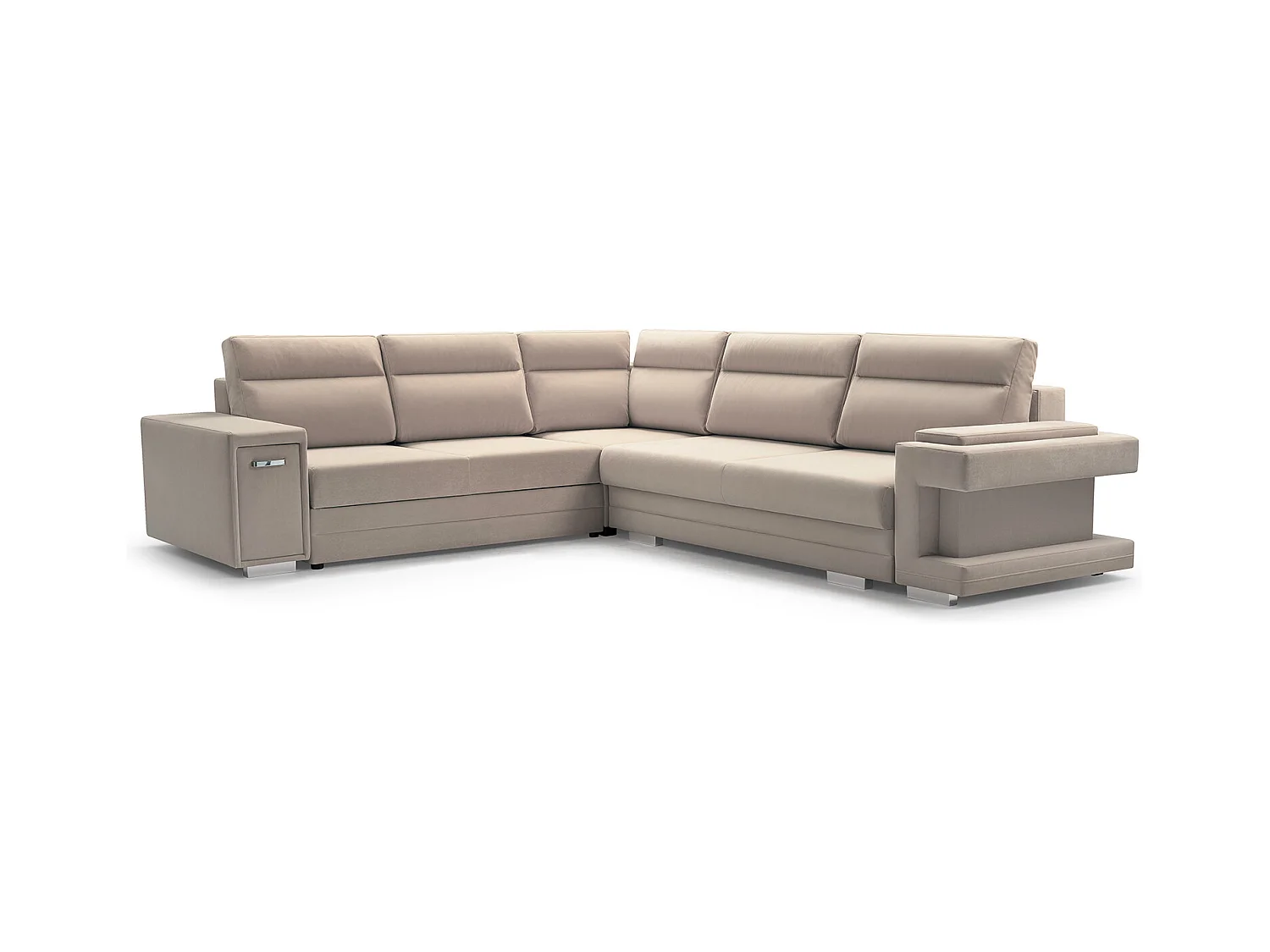 Ecksofa A2 Mit Schlaffunktion Und Bettkasten, Schlafsofa Mit Stauraum, Anpassbare Seiten, Modernes Design Linke Seite, 305x272x90 cm, BEIGE