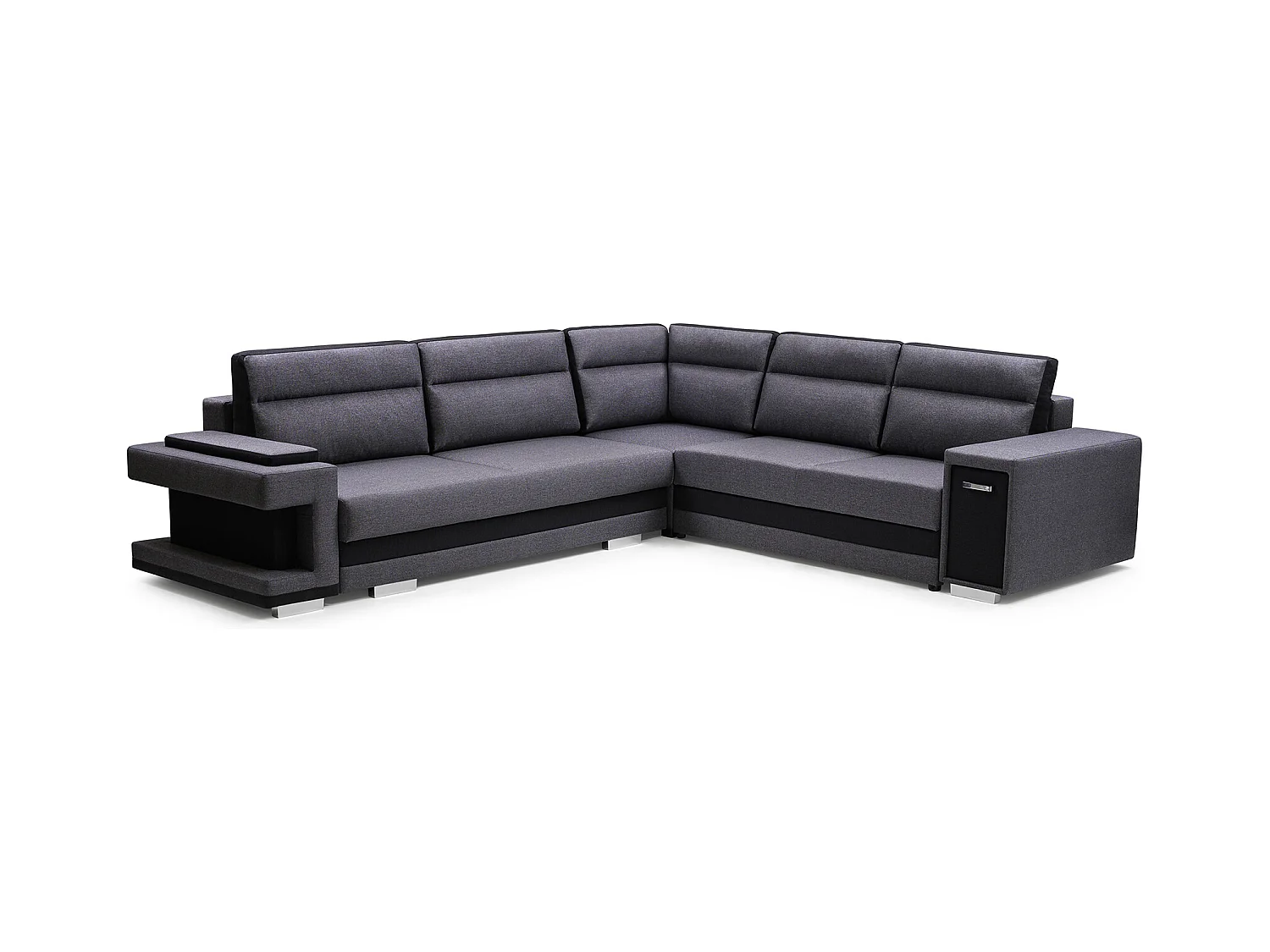 Ecksofa A2 Mit Schlaffunktion Und Bettkasten, Schlafsofa Mit Stauraum, Anpassbare Seiten, Modernes Design Linke Seite, 305x272x90 cm, HELLGRAU