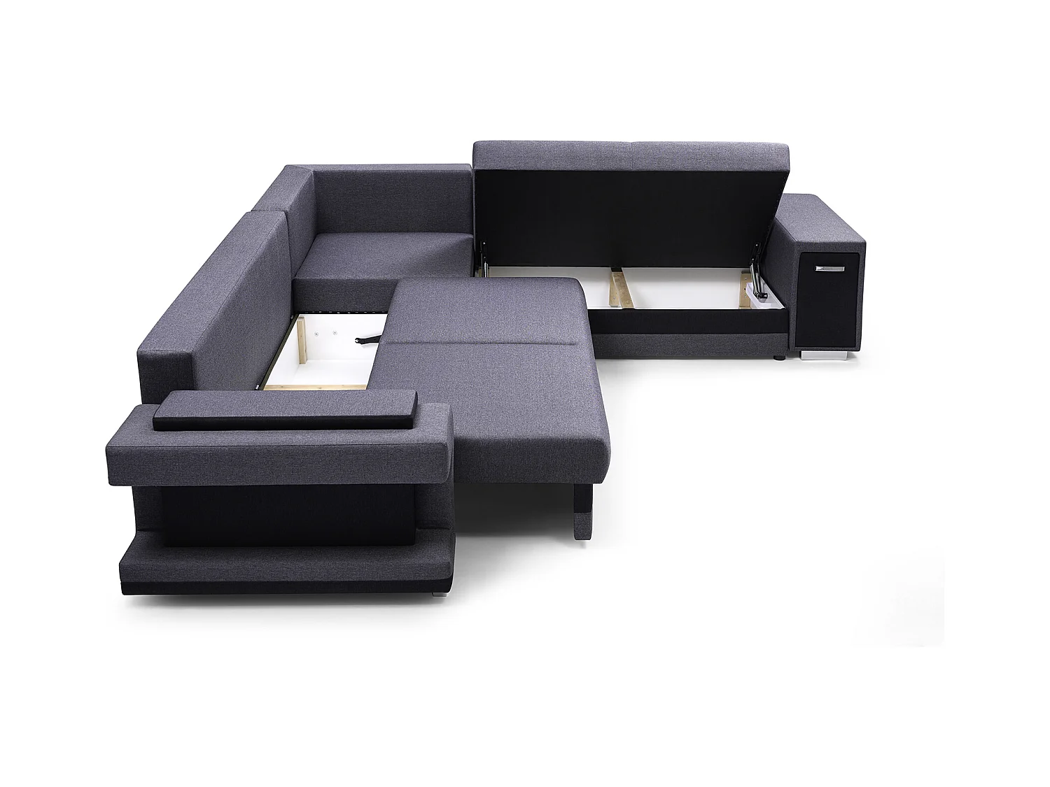 Ecksofa A2 Mit Schlaffunktion Und Bettkasten, Schlafsofa Mit Stauraum, Anpassbare Seiten, Modernes Design Linke Seite, 305x272x90 cm, HELLGRAU