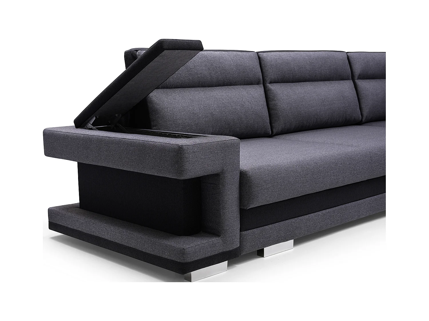 Ecksofa A2 Mit Schlaffunktion Und Bettkasten, Schlafsofa Mit Stauraum, Anpassbare Seiten, Modernes Design Linke Seite, 305x272x90 cm, HELLGRAU