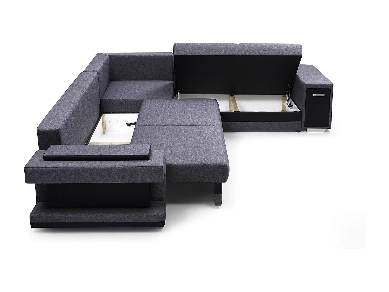 Ecksofa A2 Mit Schlaffunktion Und Bettkasten, Schlafsofa Mit Stauraum, Anpassbare Seiten, Modernes Design Linke Seite, 305x272x90 cm, HELLGRAU