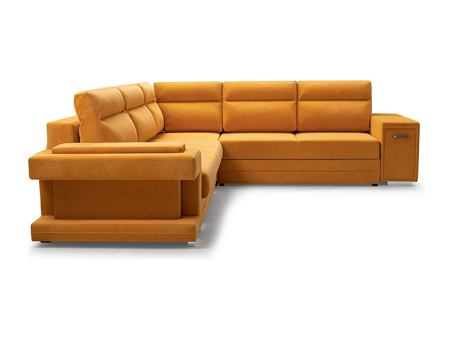 Ecksofa A2 Mit Schlaffunktion Und Bettkasten, Schlafsofa Mit Stauraum, Anpassbare Seiten, Modernes Design Rechte Seite, 305x272x90 cm, GOLD
