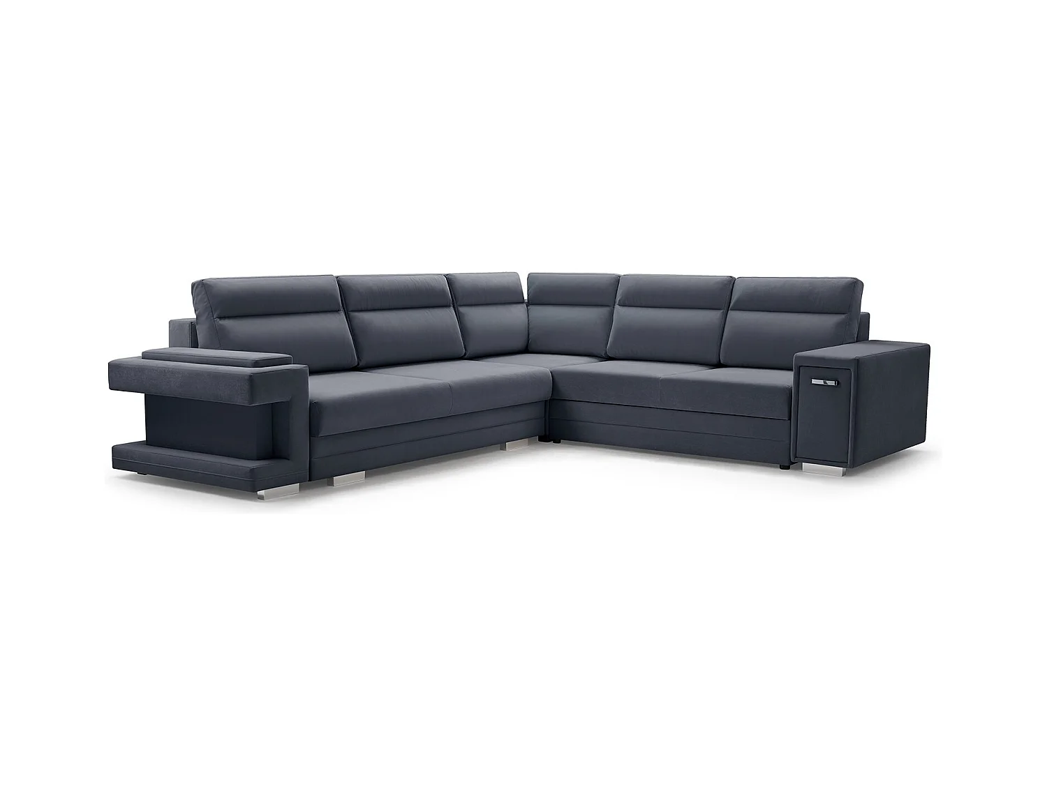 Ecksofa A2 Mit Schlaffunktion Und Bettkasten, Schlafsofa Mit Stauraum, Anpassbare Seiten, Modernes Design Rechte Seite, 305x272x90 cm, GRAFIT