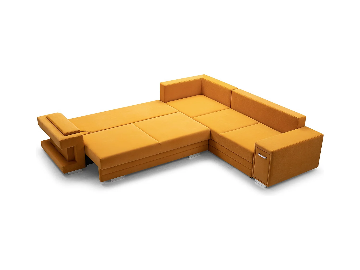 Ecksofa A2 Mit Schlaffunktion Und Bettkasten, Schlafsofa Mit Stauraum, Anpassbare Seiten, Modernes Design Rechte Seite, 305x272x90 cm, GRAFIT