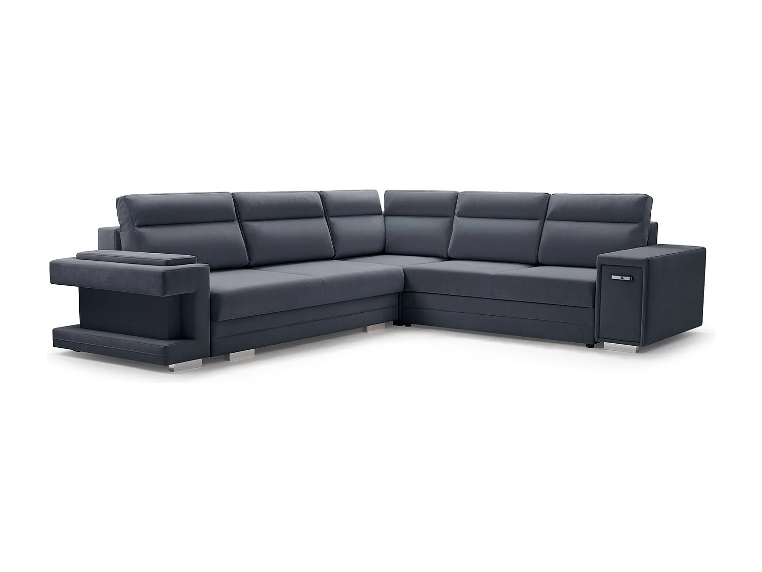 Ecksofa A2 Mit Schlaffunktion Und Bettkasten, Schlafsofa Mit Stauraum, Anpassbare Seiten, Modernes Design Rechte Seite, 305x272x90 cm, GRAFIT