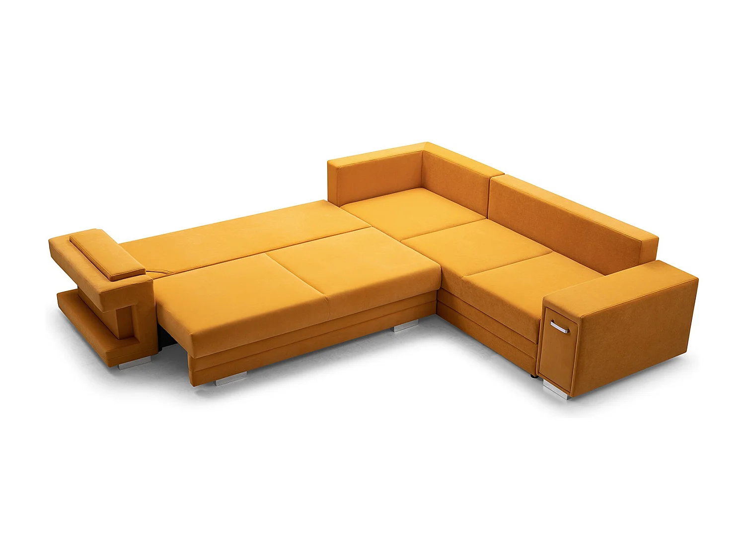 Ecksofa A2 Mit Schlaffunktion Und Bettkasten, Schlafsofa Mit Stauraum, Anpassbare Seiten, Modernes Design Rechte Seite, 305x272x90 cm, GRAFIT