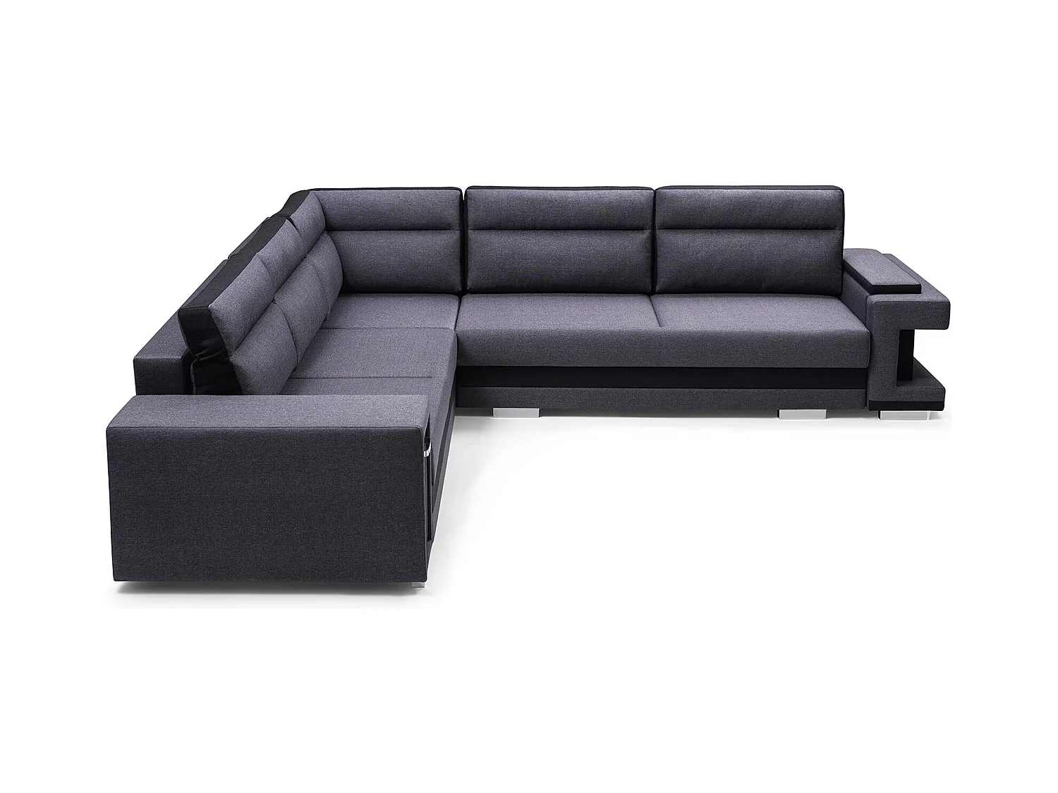 Ecksofa A2 Mit Schlaffunktion Und Bettkasten, Schlafsofa Mit Stauraum, Anpassbare Seiten, Modernes Design Rechte Seite, 305x272x90 cm, HELLGRAU