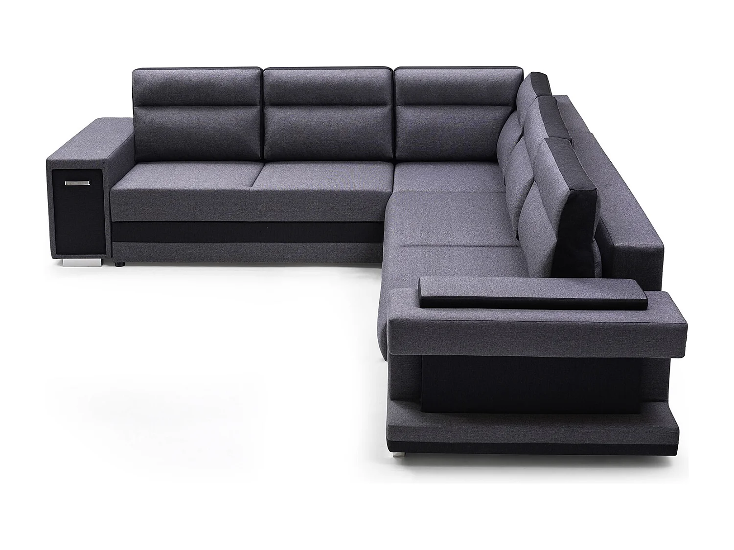Ecksofa A2 Mit Schlaffunktion Und Bettkasten, Schlafsofa Mit Stauraum, Anpassbare Seiten, Modernes Design Rechte Seite, 305x272x90 cm, HELLGRAU