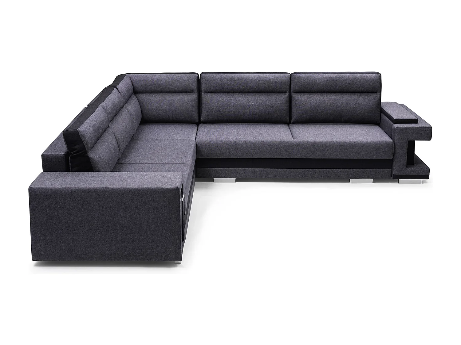 Ecksofa A2 Mit Schlaffunktion Und Bettkasten, Schlafsofa Mit Stauraum, Anpassbare Seiten, Modernes Design Rechte Seite, 305x272x90 cm, HELLGRAU