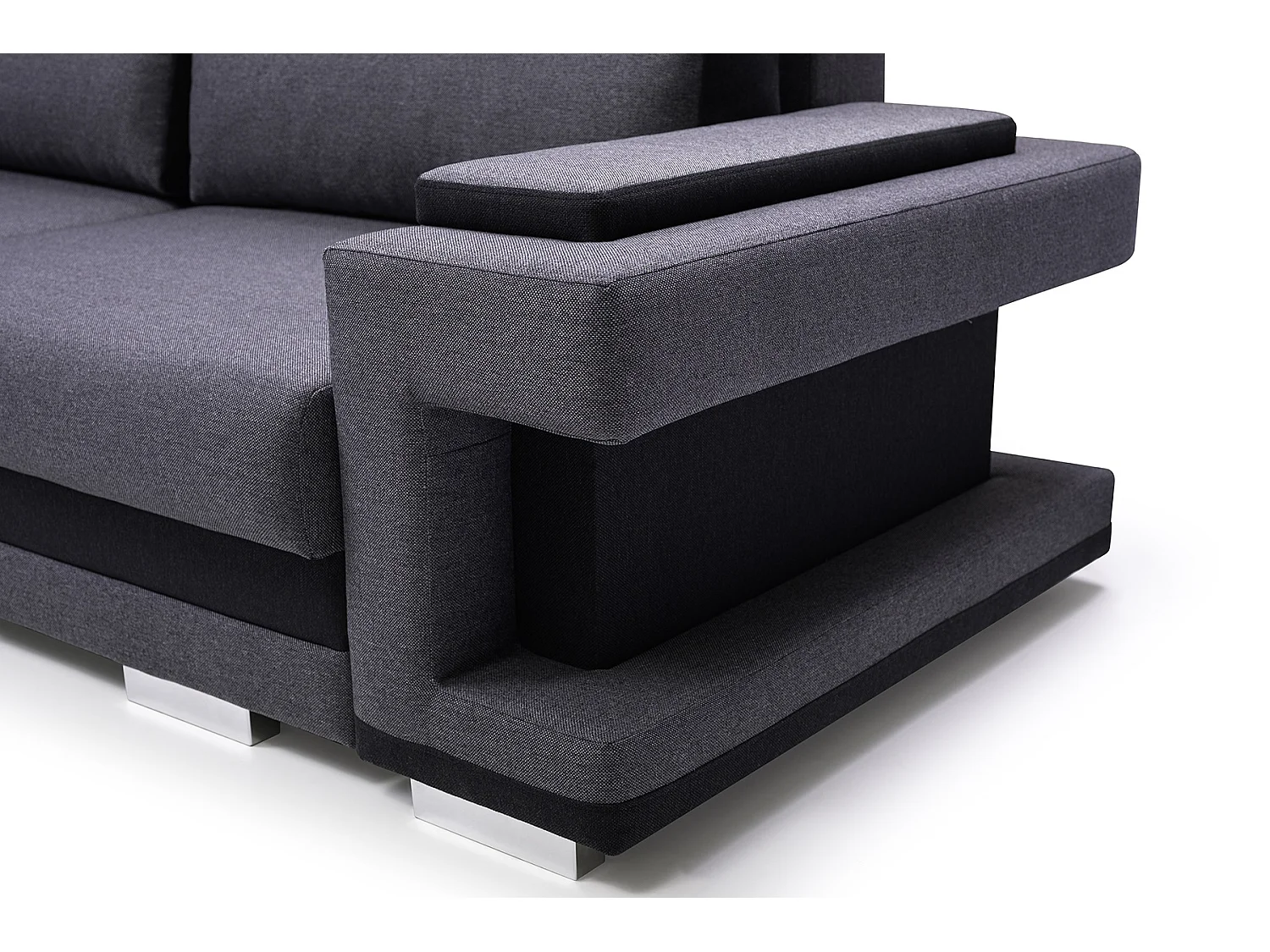 Ecksofa A2 Mit Schlaffunktion Und Bettkasten, Schlafsofa Mit Stauraum, Anpassbare Seiten, Modernes Design Rechte Seite, 305x272x90 cm, HELLGRAU