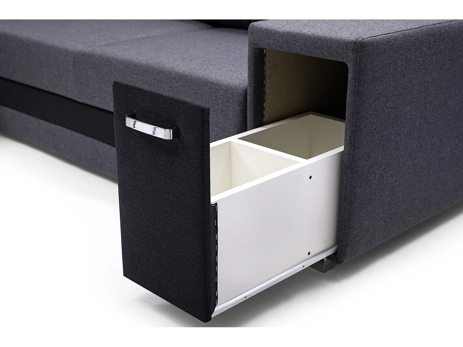 Ecksofa A2 Mit Schlaffunktion Und Bettkasten, Schlafsofa Mit Stauraum, Anpassbare Seiten, Modernes Design Linke Seite, 305x272x90 cm, DUNKELGRAU