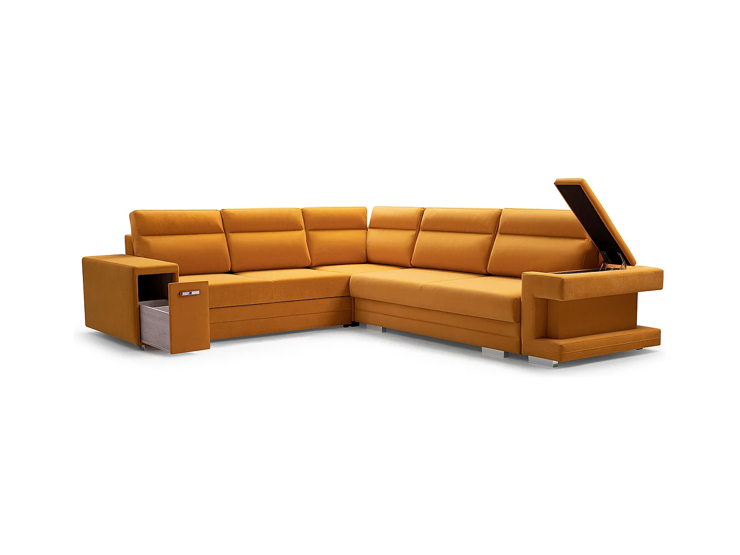 Ecksofa A2 Mit Schlaffunktion Und Bettkasten, Schlafsofa Mit Stauraum, Anpassbare Seiten, Modernes Design Linke Seite, 305x272x90 cm, GRAFIT