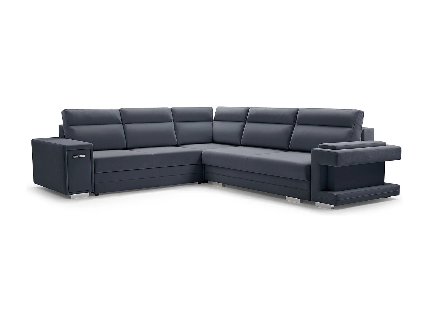 Ecksofa A2 Mit Schlaffunktion Und Bettkasten, Schlafsofa Mit Stauraum, Anpassbare Seiten, Modernes Design Linke Seite, 305x272x90 cm, GRAFIT