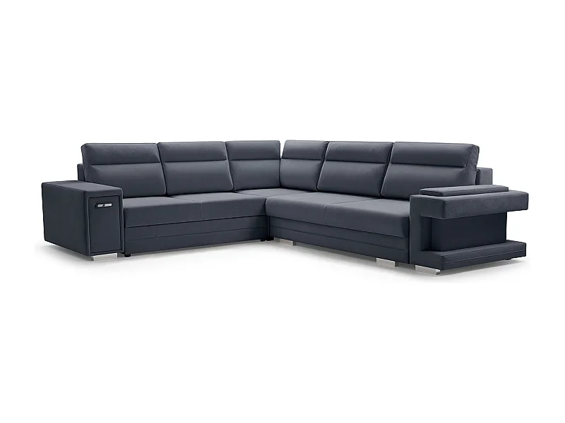 Ecksofa A2 Mit Schlaffunktion Und Bettkasten, Schlafsofa Mit Stauraum, Anpassbare Seiten, Modernes Design Linke Seite, 305x272x90 cm, GRAFIT