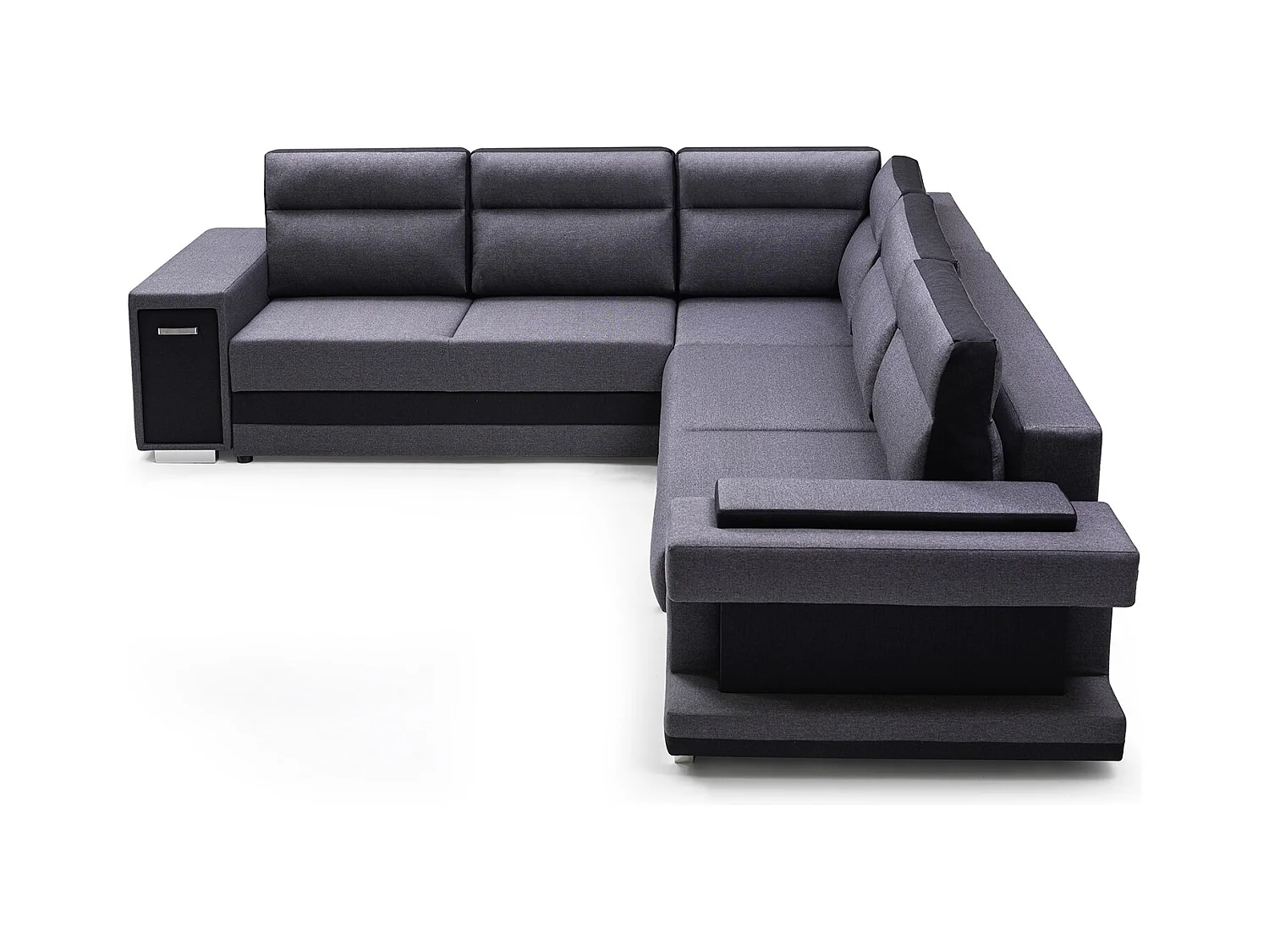 Ecksofa A2 Mit Schlaffunktion Und Bettkasten, Schlafsofa Mit Stauraum, Anpassbare Seiten, Modernes Design Rechte Seite, 305x272x90 cm, DUNKELGRAU
