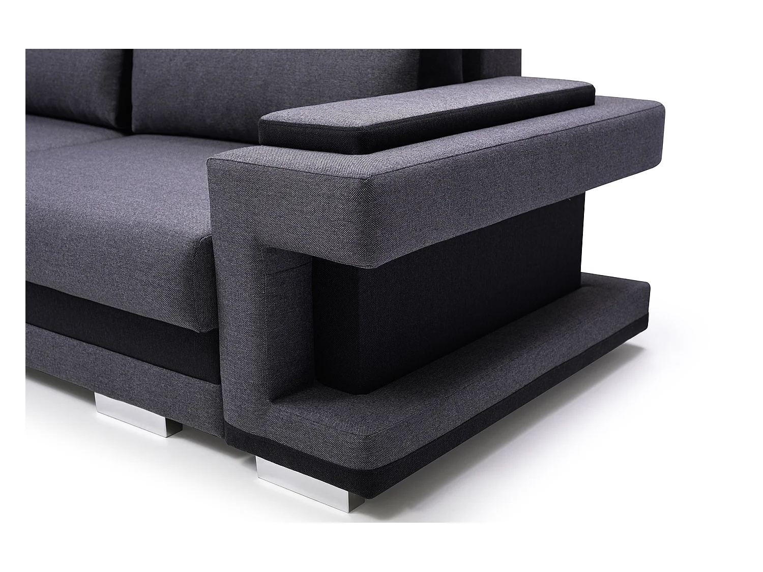 Ecksofa A2 Mit Schlaffunktion Und Bettkasten, Schlafsofa Mit Stauraum, Anpassbare Seiten, Modernes Design Rechte Seite, 305x272x90 cm, DUNKELGRAU