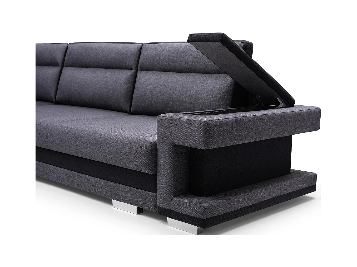 Ecksofa A2 Mit Schlaffunktion Und Bettkasten, Schlafsofa Mit Stauraum, Anpassbare Seiten, Modernes Design Rechte Seite, 305x272x90 cm, DUNKELGRAU