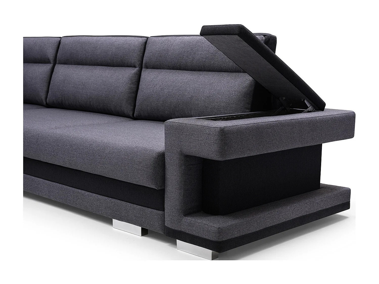 Ecksofa A2 Mit Schlaffunktion Und Bettkasten, Schlafsofa Mit Stauraum, Anpassbare Seiten, Modernes Design Rechte Seite, 305x272x90 cm, DUNKELGRAU